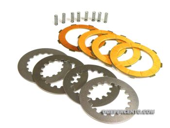 Dischi frizione NEWFREN RACE per frizione 8 molle, 4 dischi sinterizzati, 4 infradischi, 8 molle rinforzate per Vespa PX125-200/ GTR/ TS P200E/ Cosa200/ Rally180-200/ T5