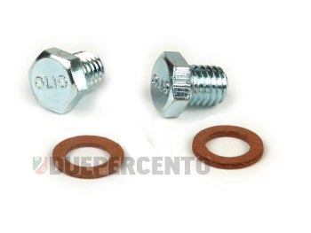 Kit vite tappo olio motore con rondelle M8x8mm testa esagonale con scritta "Olio" per Vespa