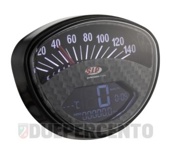 Contachilometri e contagiri SIP 2.0, fondo carbon look per Vespa Primavera/ ET3/ Super/ SprintV/ GTR/ TS/ Rally