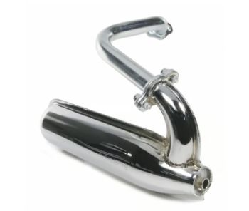 Marmitta a siluro cromata, con marchio IGM4311S stemma quadro per Vespa 50SS / 90SS