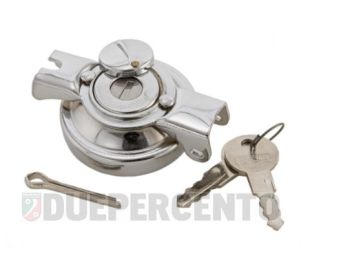 Tappo serbatoio cromato con serratura per Vespa 50 2°-125/ PV/ ET3/ PK50-125/ S