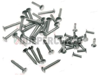 Kit viti + ribattini lunghi e corti per listelli pedana per Vespa 98/ 125 V1-15/ V30-33/ VM/ VN/ 150 VL/ VB/ GS VS1-5/ GL/ VBA/ VBB1/ 160 GS