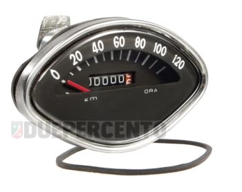 Contachilometri, 120km/h, fondo nero per Vespa GT/ VBA/ VBB/ GL/ GS/ Sprint/ 160GS/ 180SS
