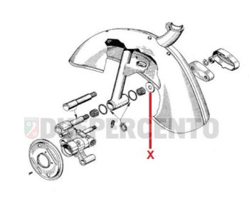 Distanziale braccio oscillante/piastra copertura braccio oscillante Ø 34x13,2x3 mm, per Vespa 50/ 50 Special/ ET3/ Primavera/ PK50-125