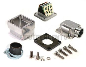 Collettore cnc aspirazione lamellare MRP 30mm per carter PIAGGIO con foro lungo per Vespa PX125-200 / P200E / 180-200 Rally/ Cosa/ Sprint/ GTR / T5