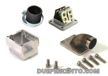 Collettore aspirazione lamellare MRP 30mm per carter PIAGGIO con foro corto per Vespa PX125-200 / P200E / 180-200 Rally/ Cosa/ Sprint/ GTR / T5