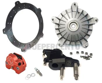 Kit freno a disco anteriore CRIMAZ P&P 2.0 RDP, pinza rossa, supporto pinza nero per Vespa 50/ 50 special/ ET3/ Primavera/ PK
