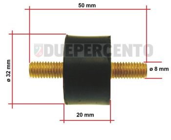 Silent block supporto marmitta CIF Ø 8 mm, gomma 20 mm, L 50 mm