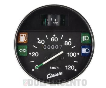 Contachilometri Ø=105mm SIP Classic scala 120km/h, per Vespa PK50 S Lusso/SS/Automatica/XL/N/Plurimatic/XLS