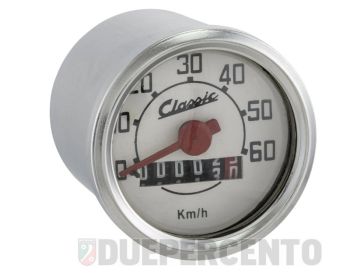 Contachilometri Ø=52mm SIP Classic scala 60km/h, per Vespa 50 N/L/R/S/90 adatto anche per PIAGGIO CIAO/SI/Bravo/Grillo/Boxer