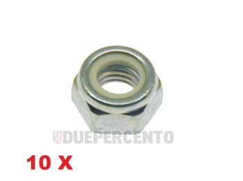 Dado autobloccante M8, chiave da 13mm, zincato - 10 pezzi per cerchio ruota per Vespa 50/ ET3/ Primavera/ PX125-200/ GT/ GTR/ TS/ Sprint/ Rally