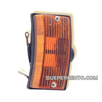 Freccia anteriore destra SIEM vetro arancio, cornice nera per Vespa PX125-200/ P200E/ MY/ T5
