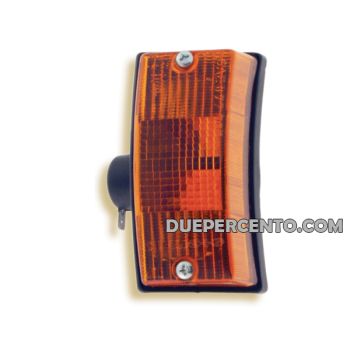 Freccia anteriore sinistra SIEM vetro arancio, cornice nera per Vespa PX125-200/ P200E/ MY/ T5