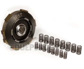 Frizione BENELLI, 4 dischi sinterizzati racing, 3 infradischi in alluminio, 8+8 molle per Vespa 50/ 50 Special/ ET3/ Primavera/ PK50-125/ FL/ XL/ ETS/ N/ APE