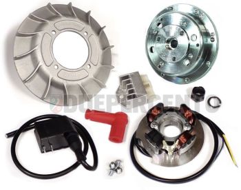 Accensione elettronica VMC CNC, cono 19mm, volano integrale, ventola in alluminio 14 alette, 1,38Kg per Vespa 50/ 50 Special/ ET3/ Primavera/ PK50-125