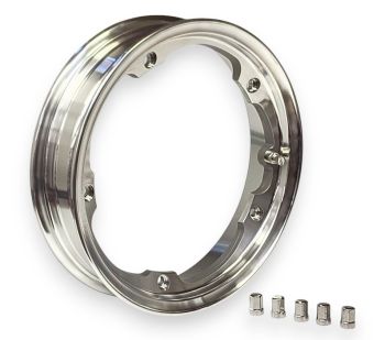 Cerchio in lega tubeless VMC 2.10-10 argento lucido per Vespa 50/ 50 special/ ET3/ PX125-200/ P200E/ Rally 180-200/ T5/ GTR/ TS/ Sprint