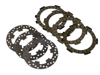 Dischi frizione VMC per frizione monomolla, 4 dischi sinterizzati carbonio, 3 infradischi per Vespa 50/ 50 Special/ ET3/ Primavera/ PK50-125/ HP/ Ape