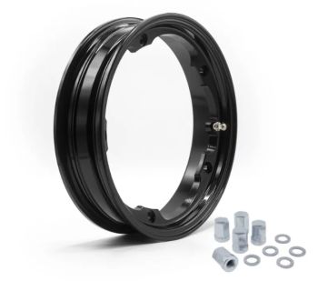 Cerchio in lega tubeless VMC 2.10-10 nero lucido per Vespa 50/ 50 special/ ET3/ PX125-200/ P200E/ Rally 180-200/ T5/ GTR/ TS/ Sprint