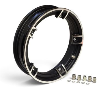 Cerchio in lega tubeless VMC 2.0 - Easy Fitting 2.10-10 nero, per Vespa 50/ 50 special/ ET3/ PX125-200/ P200E/ Rally 180-200/ T5/ GTR/ TS/ Sprint