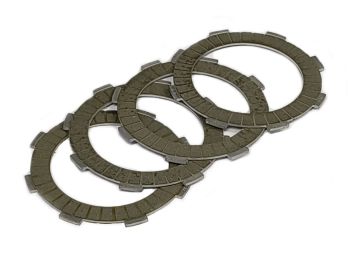 Dischi frizione VMC per frizione VMC Ergal, 10 molle, 4 dischi Black Carbon dente da 16mm, per Vespa PX125-200/ GTR/ TS P200E/ Cosa200/ Rally180-200/T5
