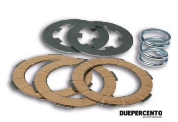 Dischi frizione MALOSSI SPORT per frizione monomolla, 3 dischi sughero, 2 infradischi, 1 molla rinforzata per Vespa 50/ 50 Special/ ET3/ Primavera/ PK50-125
