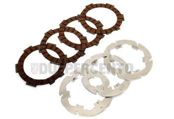 Dischi frizione FABBRI RACING FB36 / FB24 Evo per frizioni 8 molle, 4 dischi sinterizzati racing, 3 infradischi per Vespa 50/ 50 Special/ ET3/ Primavera/ PK50-125/ HP/ Ape