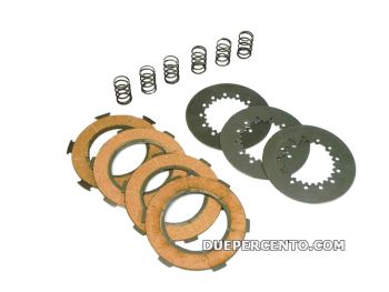Dischi frizione NEWFREN per frizione 6 molle, 4 dischi sughero, 3 infradischi, 6 molle rinforzate per Vespa PX125-150/ GTR/ TS/ Sprint/ GL/ VNB/ VBA/ LML125-150