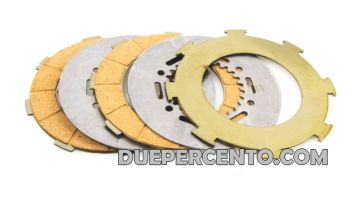 Dischi frizione PINASCO per frizione 7 molle, 3 dischi sughero, 2 infradischi, per Vespa PX200/ P200E/ Lusso/ Cosa200/ LML/Rally200/ 160GS/ 180SS