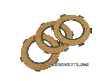 Dischi frizione NEWFREN per frizione 6 molle, 3 dischi sughero, per Vespa PX125-150/ GTR/ TS/ Sprint/ GL/ VNB/ VBA/ LML125-150