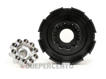 Cestello e boccolo BGM Superstrong 2.0 CR80 Ultralube per frizioni 10 molle e dischi frizione con dente da 16 mm per Vespa PX200/ PE/ COSA/ T5/ MY/ LUSSO