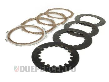 Dischi frizione BGM Pro tipo Honda CR80 per frizione 8 / 10 molle standard, 4 dischi sinterizzati dente da 14mm, 4 infradischi per Vespa PX125-200 E/ '98/ MY/ '11/ Cosa
