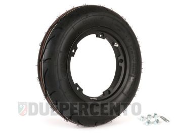 Ruota completa BGM sport 3.50-10" TL 59S con cerchio tubelss BGM 2.10-10" nero per Vespa Largeframe