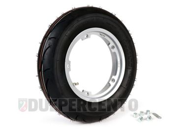 Ruota completa BGM sport 3.50-10" TL 59S con cerchio tubeless BGM 2.10-10" grigio per Vespa Largeframe