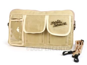 Borsa MOTO NOSTRA "Classic", tela cerata, beige, con porta cellulare fino a 6,2 pollici, per bauletto porta oggetti, per Vespa/ Lambretta
