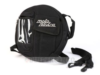 Borsa per porta ruota di scorta, con porta cellulare fino a 6,2 pollici -MOTO NOSTRA Classic, tela cerata, nera