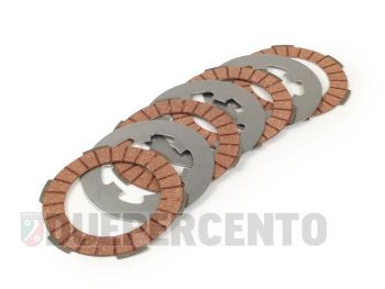 Dischi frizione BGM Pro per frizione monomolla, 4 dischi Superstrong Racing Red, 3 infradischi, per Vespa 50/ 50 Special/ ET3/ Primavera/ PK50-125