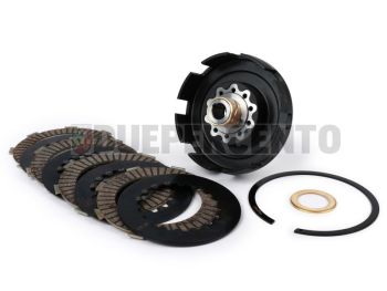 Cestello e boccolo BGM Superstrong ultralube con dischi BGM Pro TOURING Alu dente da 14mm per frizioni 10 molle per Vespa PX200/ PE/ COSA/ T5/ MY/ LUSSO