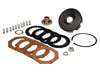 Frizione 10 molle BGM Superstrong 2.0 Touring  Ultralube, dischi sughero dente da 14mm per Vespa PX125-200/ P200E/ Rally180-200/ T5/ GTR/ TS/ Sprint/ GL/ VBB/ VNB