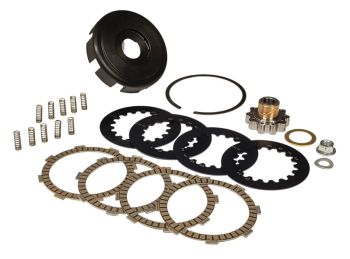 Frizione 10 molle BGM Superstrong 2.0 Touring CR80 Ultralube, dischi sinterizzati dente da 14mm per Vespa PX125-200/ P200E/ Rally180-200/ T5/ GTR/ TS/ Sprint/ GL/ VBB/ VNB