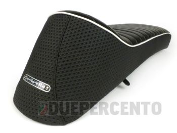 Sella CASA LAMBRETTA ANCELLOTTI, colore nero con bordo bianco per Lambretta LI/ LI S/ SX/ TV/ DL/ GP.