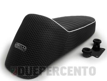 Sella SC ANCELLOTTI V2, colore nero con bordo bianco per Vespa Sprint/ TS/ GT/ GTR/ GL/ Super/ VNA/ VNB/ VBA/ VBB