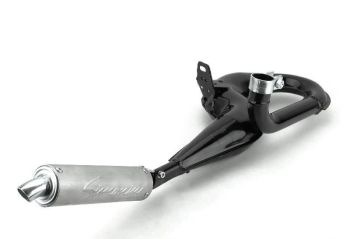 Marmitta espansione SIMONINI nera silenziatore alluminio per Vespa PX125-150/ Sprint / GT / GTR / TS