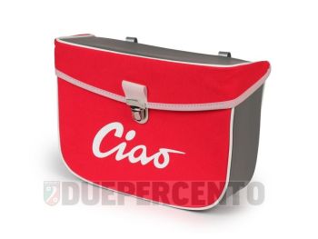 Borsa porta oggetti laterale MOTO NOSTRA, grigio / rosso per PIAGGIO CIAO/PX/SC