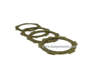 Dischi frizione NEWFREN, 4 dischi sinterizzati carbonio, per frizioni 6 molle per Vespa 50/ 50 Special/ ET3/ Primavera/ PK50-125/ HP/ Ape