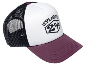Cappellino trucker bianco/rosso vinaccia/nero VESPA ADDICTED