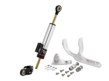 Ammortizzatore sterzo CTP nero/ argento incluso supporto per Vespa 150 VBB/ VBA