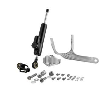 Ammortizzatore sterzo CTP 2.0 nero/ argento incluso supporto per Vespa V50 N/L/R