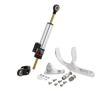 Ammortizzatore sterzo CTP nero/ argento incluso supporto per Vespa PX125-200E Lusso/'98/MY