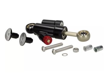Ammortizzatore sterzo STD colore nero, incluso supporto per Vespa V50 N/L/R / 50 Special