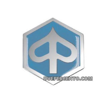 Stemma esagonale "PIAGGIO" 32 x 37mm, autoadesivo per nasello Vespa PK 50-125 XL/ XL2/ PX/ Lusso/ '98/ T5